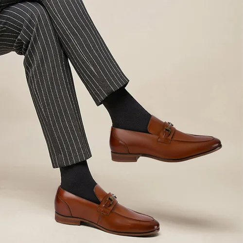 Vista 6 de EliteLand Zapatos de vestir para hombre, zapatos Oxford para hombre, punta de ala elegante de cuero, zapatos Derby formales casuales de negocios