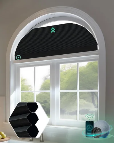 Vista 34 de Yoolax Persianas Celulares Inteligentes, Persianas de Panal Motorizadas para Ventana Arqueada, Persianas Motorizadas con Control Remoto Compatible