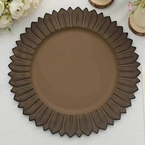 Vista 10 de Efavormart Paquete de 6 Platos Cargadores de Cena de Plástico de Girasol Amarillo Mostaza Mate de 13", Bandejas Redondas Desechables para Servir