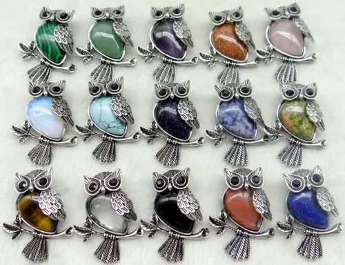 Vista 2 de flarita - Broche de lapislázulo chapado en plata vintage con piedra natural, ópalo de ojo de tigre, turquesa y ojo de tigre, colgante de joyería, 1