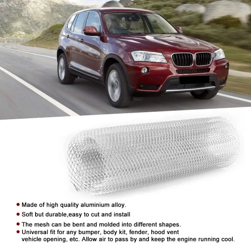 Vista 5 de Durable Aluminium Alloy Car Grille for Universal Fit Prevents Destruction for Vehicle Interior, Silver 40 x 13 Inches