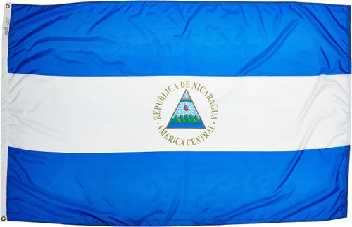 Vista 5 de Annin Flagmakers Bandera de Nicaragua fabricada en Estados Unidos según las especificaciones oficiales de diseño de las Naciones Unidas, 2 x 3 pies