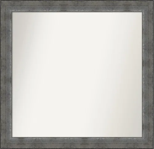 Vista 17 de Amanti Art Espejo de baño plateado para sobre el fregadero, 24 x 24 pulgadas, espejo cuadrado de peltre forjado a medida, marco de madera casual
