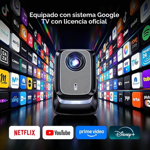 Vista 3 de 1200 ANSI Google TV-Licensed Projector, 4K/8K Input Support, Dual 36W Dolby