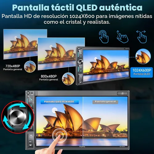 Vista 9 de Estéreo de auto de doble DIN de 7 pulgadas con Apple CarPlay inalámbrico y Android Auto, pantalla táctil QLED, Bluetooth, cámara de respaldo, audio