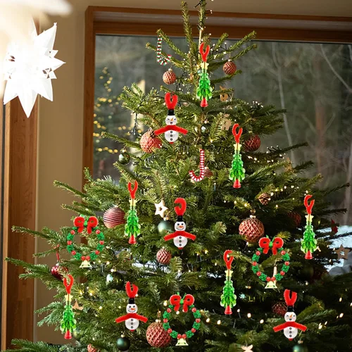Vista 5 de AouEtnay - 36 piezas de kits de adornos navideños con cuentas para manualidades navideñas para niños y adultos, cuentas navideñas DIY con tres