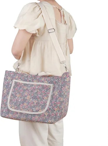 Vista 5 de Lmbabter Bolsa organizadora de pañales para bebé, organizador floral para mamá, contenedor de almacenamiento para pañales para mujeres