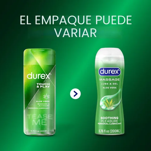 Vista 6 de Durex Massage & Play gel de masaje y lubricante íntimo 2 en 1, botella de 6.76 onzas, 234087637, Aloe Vera, 1, 1