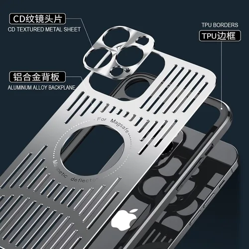 Vista 3 de Marco de aluminio con marco de metal para iPhone 13 Pro, aleación de aluminio + marco de combinación de poliuretano termoplástico, diseño hueco