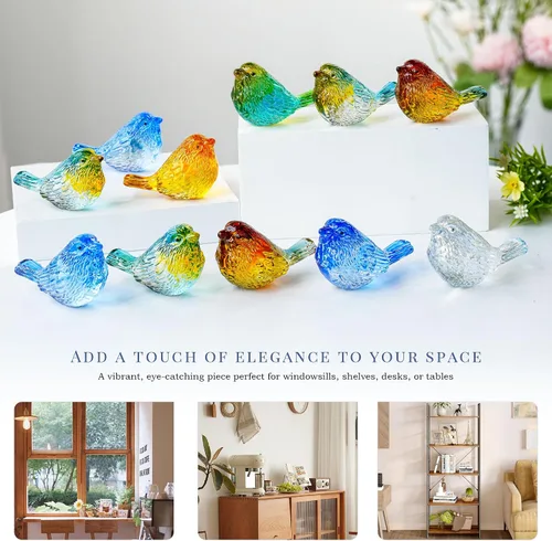 Vista 6 de HDCRYSTALGIFTS 4 figuras coloridas de pájaros de cristal, figuras coleccionables de animales de 3 pulgadas, regalos para mujeres, amantes