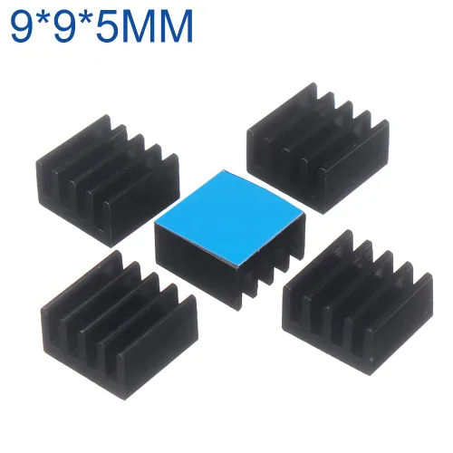 Vista 4 de Disipador de calor de aluminio negro con cinta adhesiva conductora térmica, enfriador de disipador de calor de 9 × 9 × 0.197 in para enfriar