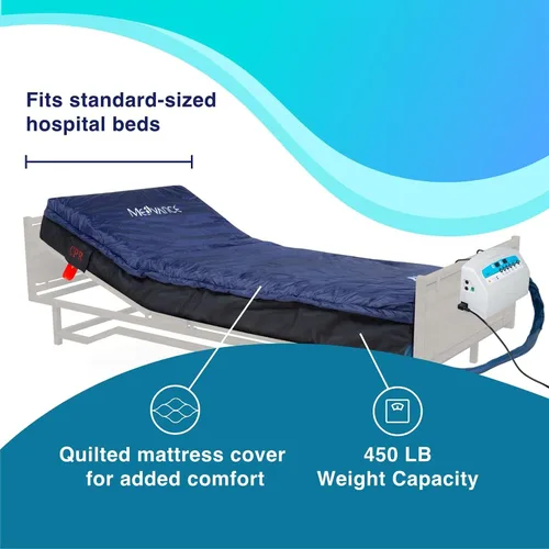 Vista 2 de MedVance Sistema médico de reemplazo de colchón de baja pérdida de aire con alarma, 8 pulgadas con funda acolchada, totalmente digital con control