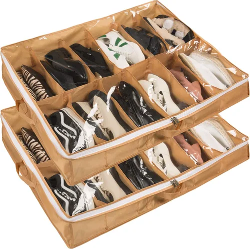 Vista 14 de Surblue Organizador de almacenamiento de zapatos debajo de la cama, solución de almacenamiento de zapatos debajo de la cama, 2 cremalleras de metal