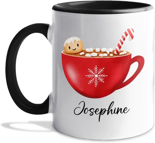 Vista 15 de Taza de café de Papá Noel con nombre personalizado – Taza de Papá Noel personalizada, 11 onzas y 15 onzas, bonita taza de cerámica blanca regalo