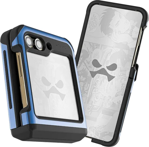 Vista 83 de Ghostek Atomic - Funda delgada para Galaxy Z Flip 4, parte trasera de aramida con parachoques de aluminio rojo, funda protectora de doble capa a
