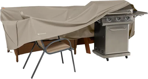 Vista 4 de Classic Accessories Storigami - Funda para muebles de patio resistente al agua de 100 pulgadas, fácil de plegar, color marrón cabra