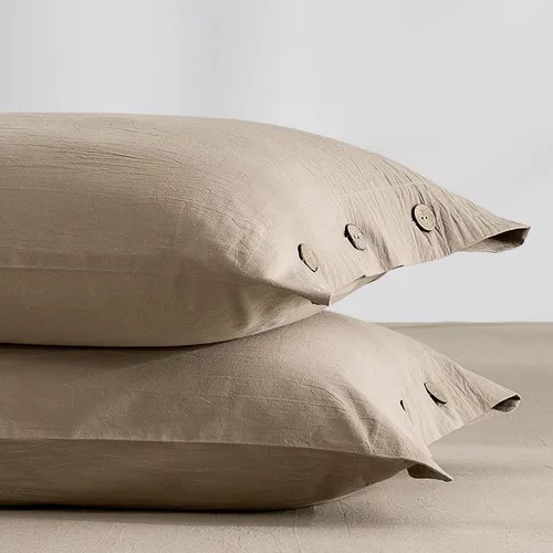Vista 19 de JELLYMONI Fundas de almohada 100% algodón lavado, estándar, cierre de botón Naranja ámbar