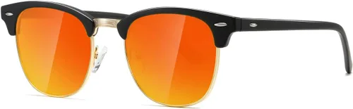 Vista 131 de AEVOGUE Gafas de sol polarizadas para mujeres y hombres semi marco retro gafas de sol AE0369