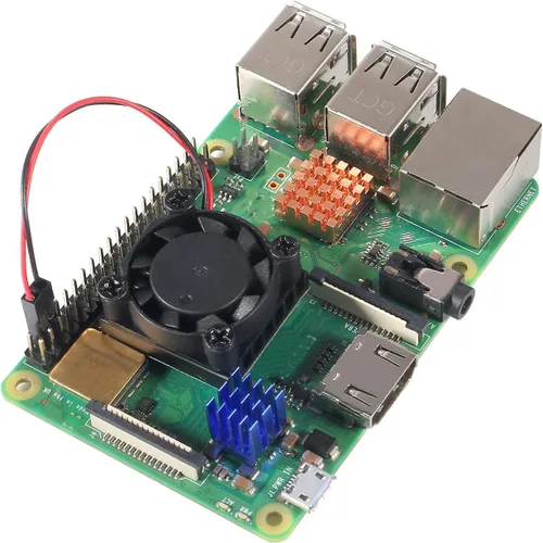 Vista 6 de Caja de metal para Raspberry Pi 3 para RPi 3, carcasa protectora de aluminio, carcasa montada en la pared con doble ventilador de refrigeración