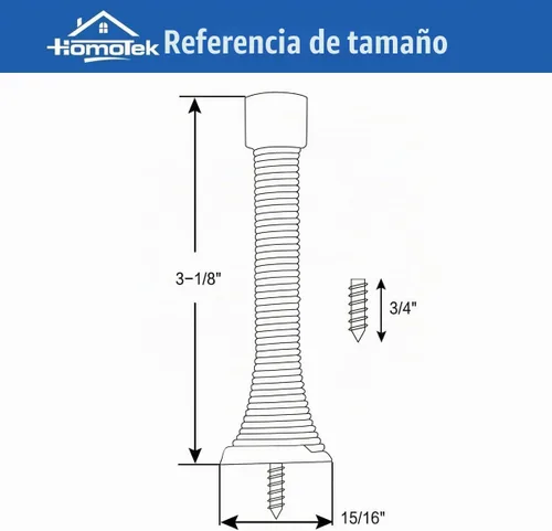 Vista 3 de HOMOTEK Paquete de 1 tope de puerta de resorte con parachoques de goma de 3-1/8", resorte flexible de servicio pesado, tope de puerta de pared