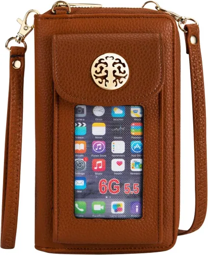 Vista 7 de Crossbody - Monedero para teléfono celular para mujer, monedero con soporte de muñeca para teléfono