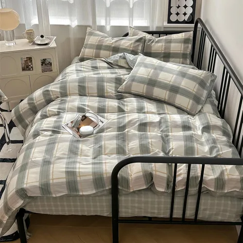 Vista 197 de mixinni Juego de funda de edredón vintage a rayas, tamaño twin, juego de ropa de cama de 3 piezas, 100% algodón lavado, suave y transpirable, funda