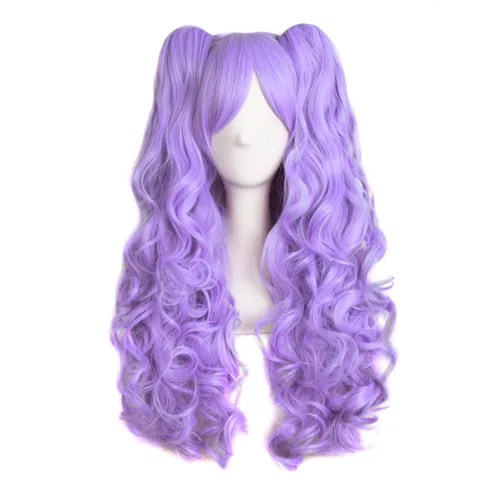 Vista 8 de Peluca MapofBeauty Lolita para disfraz, cabello largo, rizado, con coleta, Blanco