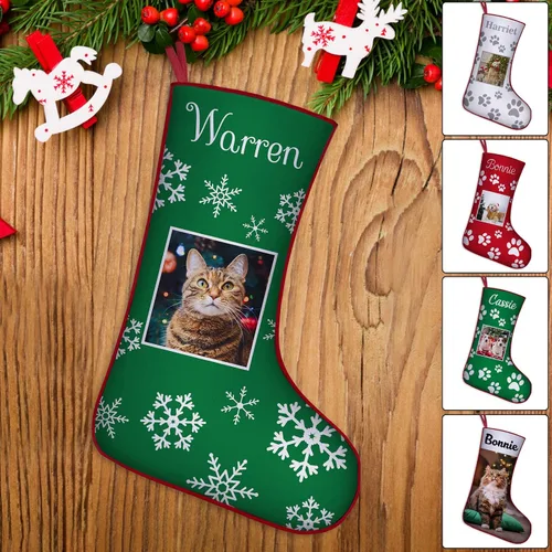 Vista 10 de Medias de Navidad de raza de perro personalizadas con texto de nombre, regalos de decoración de calcetines de Navidad personalizados para perros