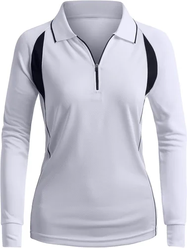 Vista 2 de CLOVERY Polo de manga larga con cremallera para mujer