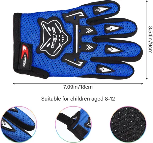 Vista 2 de Frienda Guantes de motocicleta para niños, guantes de carreras para deportes eléctricos, guantes de ciclismo sucio, guantes de ciclismo de invierno
