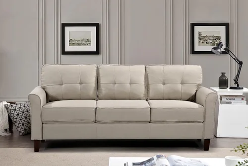 Vista 7 de Container Furniture Direct Kouchouk - Muebles de sala de estar de terciopelo cómodos de tres plazas, sofá moderno de mediados de siglo, sofá biplaza