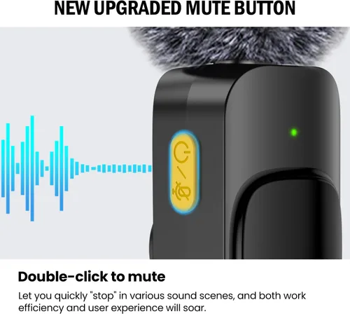 Vista 3 de Paquete de 2 mini micrófonos inalámbricos Lavalier para iPhone, Android, cancelación activa de ruido, micrófono magnético de solapa para TikTok