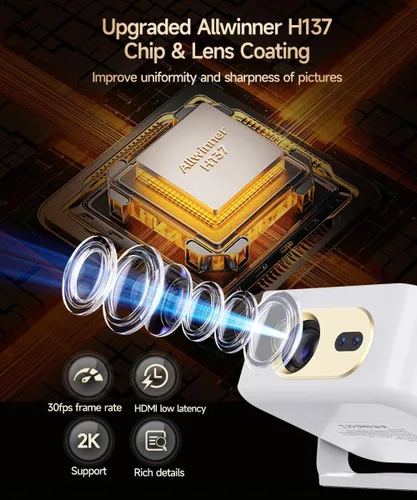 Vista 7 de Magcubic HY300GT - Miniproyector con WiFi y Bluetooth, proyector portátil inteligente compatible con 260 ANSI y 2K, enfoque automático y corrección