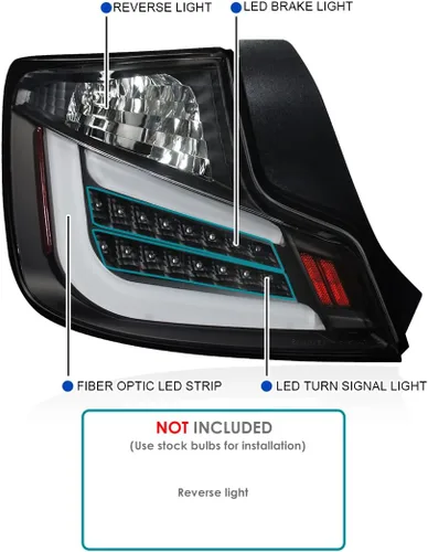 Vista 4 de SPEC-D TUNING Luces traseras LED negras con barra de luz LED blanca compatible con Scion TC 2011-2013, conjunto de par izquierdo + derecho