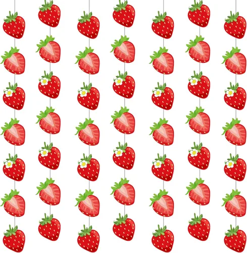 Vista 8 de Duraaamo Paquete de 8 pancartas para fiesta de frutas, guirnalda de papel de Twotti Frutti bailando Frutti, recortes colgantes de papel para verano