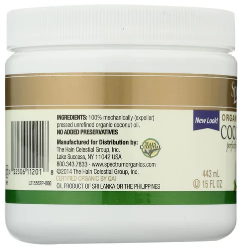 Vista 6 de Aceite de coco orgánico Spectrum Essentials, sin refinar, 15 onzas