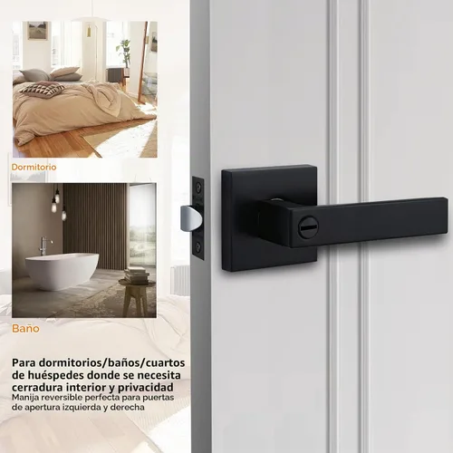 Vista 2 de NEWBANG Manija de palanca de puerta sólida con acabado negro mate