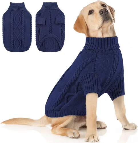 Vista 30 de Queenmore - Suéter de punto trenzado con cuello alto para perros pequeños, para climas fríos, para chihuahua, bulldog, teckel, carlino y yorkie, XS
