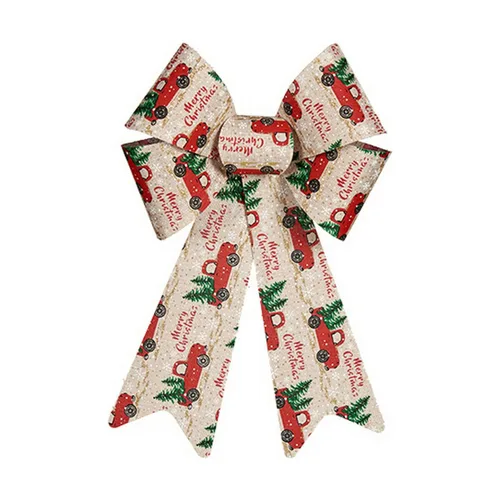 Vista 2 de Lazo Krist+ Rojo Beige Coches 15 x 25 cm Adorno Navideño