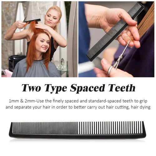 Vista 5 de Peine de corte de pelo, 5 piezas, peine de peluquería para peluquería, dientes finos, juego de cepillos de pelo de carbono, antiestático, resistente