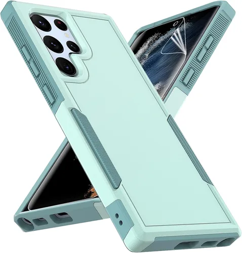 Vista 13 de Funda para Samsung Galaxy S22 Ultra: funda protectora de doble capa resistente para teléfono celular, a prueba de golpes, con protector de pantalla