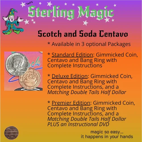 Vista 4 de Ted's Sterling Magic Scotch and Soda Centavo Genuine US Half Dollar Coin Trick (Edición Premier)