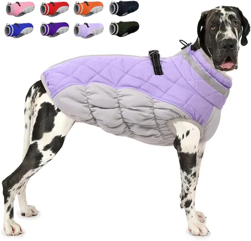 Vista 9 de AOFITEE Abrigo para perro, chaquetas cálidas para perros pequeños, abrigo de invierno para perros con arnés integrado, chaqueta de invierno