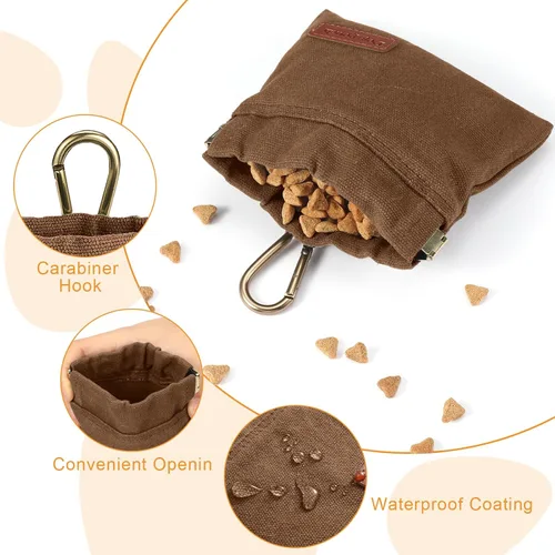 Vista 3 de VZZNN 2 bolsas de golosinas para perros, bolsa de recompensa de entrenamiento para perros, bolsa portátil para pasear perros con cierre automático