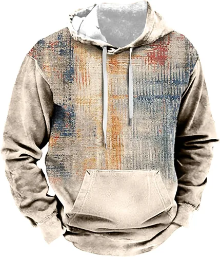 Vista 2 de Sudaderas con capucha para hombre, diseño azteca occidental, manga larga, con estampado étnico, con cordón y bolsillo