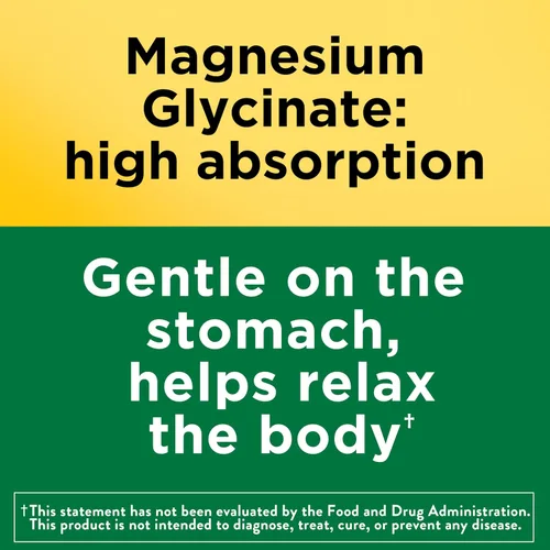 Vista 3 de Nature Made - Glicinato de magnesio 200 mg por porción, suplemento de magnesio para el apoyo muscular, cardíaco, nervioso y óseo, 60 cápsulas