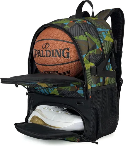 Vista 14 de GRANDUP - Mochila de baloncesto con compartimento para pelota y zapatos. Adecuada para voleibol, fútbol, natación, gimnasio, viajes y escuela