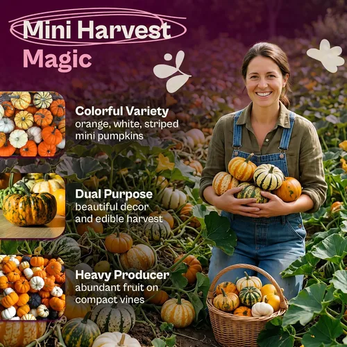 Vista 3 de SVI 35 Mezcla Mini Calabaza Heirloom Otoño Semillas Vegetales Cucurbita
