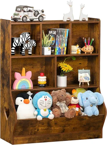 Vista 20 de Lerliuo Estantería y organizador de almacenamiento para bebés y niños pequeños, gabinete y librero para niños, estante de madera con 3