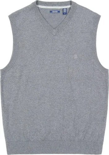 Vista 4 de IZOD Suéter para hombre, talla grande y alta, con cuello en V, color liso, calibre 12